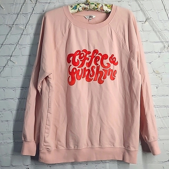Wildfox Coffee and Sunshine Print Oversized Light Pink Sweater Womens Size Med - Picture 3 of 17